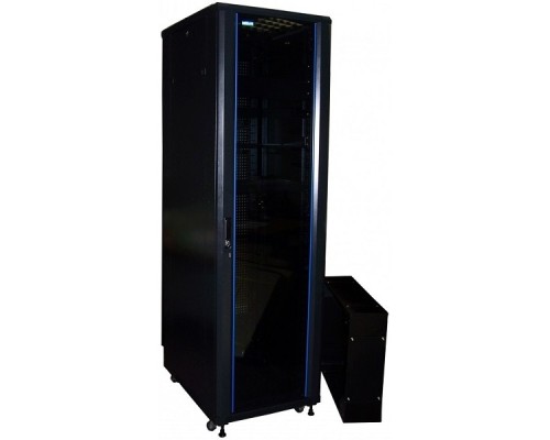 [Монтажное оборудование] Шкаф коммутационный Lanmaster (TWT-CBB-42U-6X8-G1) напольный 42U 600x800мм пер.дв.стекл задн.дв.спл.стал.лист 2-хст. 2 бок.пан. 800кг черный IP20