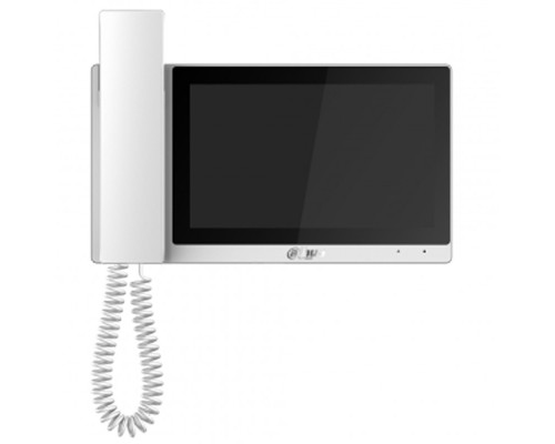 [Видеодомофоны] DAHUA DH-VTH5421EW-H Монитор видеодомофона IP 7-и дюймовый, с трубкой, белый, ёмкостной сенсорный экран, поддержка micro-SD до 32Гб, питание DC 12В/PoE