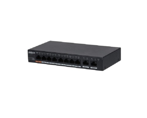[Коммутаторы] DAHUA DH-PFS3010-8GT-96 10-портовый гигабитный неуправляемый коммутатор с РоЕ, 8xRJ45 1Gb PoE, 2xRJ45 1Gb uplink, суммарно 96Вт, коммутация 20Гбит/с, MAC-таблица 4К, металл