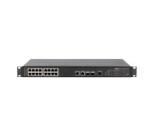 DAHUA DH-PFS4218-16ET-190 16-портовый управляемый коммутатор с РоЕ, уровень L2, 16xRJ45 100Mb PoE, 2хКомбо SFP/RJ45 1Gb uplink, суммарно 190Вт, коммутация 8.8 Гбит/с, MAC-таблица 4К