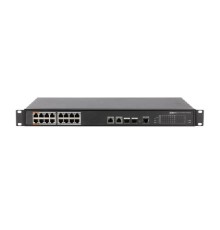 DAHUA DH-PFS4218-16ET-190 16-портовый управляемый коммутатор с РоЕ, уровень L2, 16xRJ45 100Mb PoE, 2хКомбо SFP/RJ45 1Gb uplink, суммарно 190Вт, коммутация 8.8 Гбит/с, MAC-таблица 4К