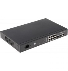 DAHUA DH-PFS4210-8GT-150 10-портовый гигабитный управляемый коммутатор с PoE, уровень L2, 8xRJ45 1Gb PoE, 2xSFP 1Gb, суммарно 150Вт, коммутация 20 Гбит/с, MAC-таблица 8К, металл