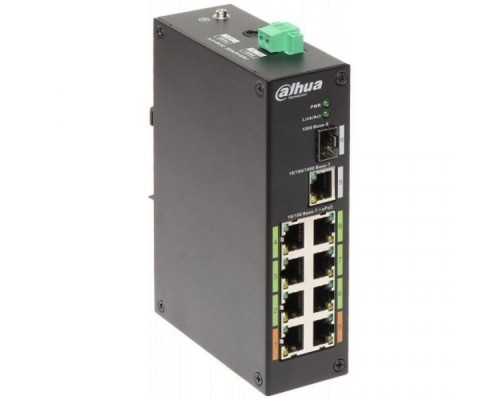 [Коммутаторы] DAHUA DH-LR2110-8ET-120 8-портовый неуправляемый коммутатор с ePoE, уличное исполнение, 8xRJ45 1Gb ePoE, 1xRJ45 1Gb + 1xSFP 1Gb uplink, суммарно 120Вт, коммутация 8.8 Гбит/с, MAC-таблица 8К