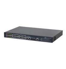 DAHUA DH-LR2226-24ET-360 26-портовый управляемый коммутатор с ePoE, уровень L2, 24xRJ45 100Mb PoE, 2хКомбо SFP/RJ45 1Gb uplink, суммарно 360Вт, коммутация 8.8 Гбит/с, MAC-таблица 4К