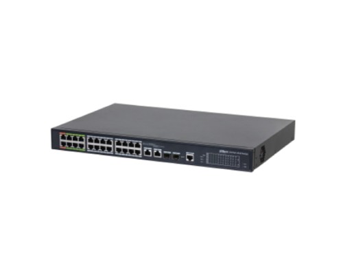 [Коммутаторы] DAHUA DH-LR2226-24ET-360 26-портовый управляемый коммутатор с ePoE, уровень L2, 24xRJ45 100Mb PoE, 2хКомбо SFP/RJ45 1Gb uplink, суммарно 360Вт, коммутация 8.8 Гбит/с, MAC-таблица 4К