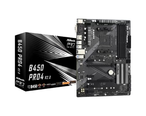 [Материнская плата] Asrock B450 PRO4 R2.0 {Soc-AM4 AMD B450 4xDDR4 ATX AC`97 8ch(7.1) GbLAN RAID+VGA+HDMI+DP}