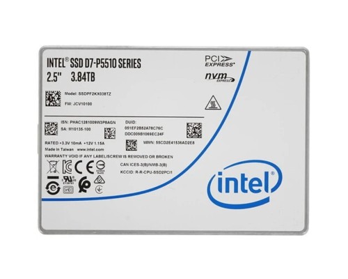 [накопитель] Накопитель SSD Intel Original PCI-E 4.0 x4 3.8Tb SSDPF2KX038TZ01 99A5DP SSDPF2KX038TZ01 D7 P5510 2.5