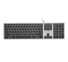 Клавиатура ноутбучного типа  Gembird KB-8420,{USB, ножничный механизм, клавиши управления громкостью, 104 клавиши, кабель 1,5м}