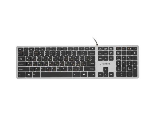 [Клавиатура] Клавиатура ноутбучного типа  Gembird KB-8420,{USB, ножничный механизм, клавиши управления громкостью, 104 клавиши, кабель 1,5м}