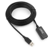 Cablexpert UAE016-BLACK Кабель удлинит. USB 2.0 активный AM/AF, 4.8м, черный, пакет