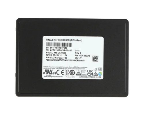 [накопитель] Samsung SSD 960Gb PM9A3 NVMe/PCIE 3.1 x4, MZQL2960HCJR-00A07