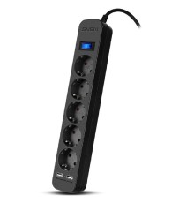 SVEN Фильтр SF-05LU 5.0 м (5 евро розеток,2*USB(2.4А)), черный, цветная коробка [SV-018856]