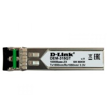 D-Link 315GT/A1A SFP-трансивер с 1 портом 1000Base-ZX для одномодового оптического кабеля (до 80 км, разъем Duplex LC)