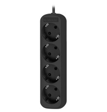 Defender Удлинитель M418 1.8 м, 4 розетки, черный [99325],с заземлением 
