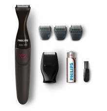 PHILIPS MG1100/16  Компактный триммер для бороды, работа от батареек,3 гребня (1-3-5мм), насадка-бритва, черный.