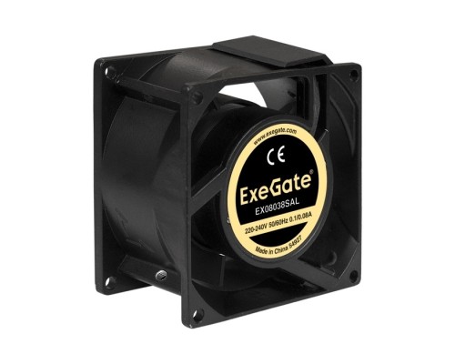 [Вентиляторы] Exegate EX289001RUS Вентилятор 220В ExeGate EX08038SAL (80x80x38 мм, Sleeve bearing (подшипник скольжения), подводящий провод 30 см, 2400RPM, 36dBA)