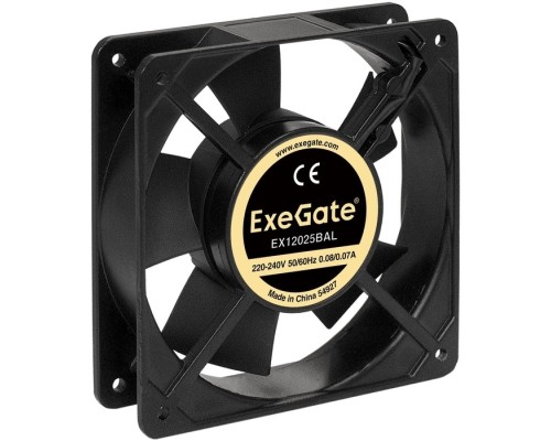 [Вентиляторы] Exegate EX289013RUS Вентилятор 220В ExeGate EX12025BAL (120x120x25 мм, 2-Ball (двойной шарикоподшипник), подводящий провод 30 см, 22000RPM, 33dBA)