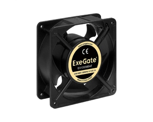 [Вентиляторы] Exegate EX289019RUS Вентилятор 220В ExeGate EX12038BAT (120x120x38 мм, 2-Ball (двойной шарикоподшипник), клеммы, 2700RPM, 43dBA)
