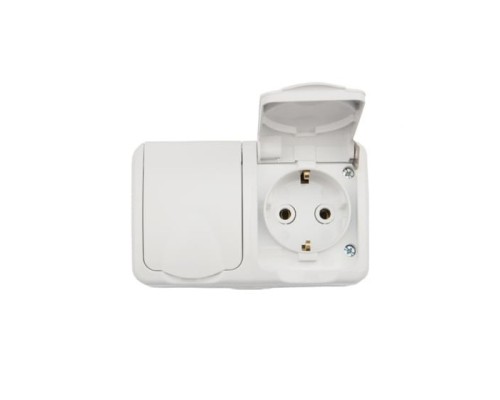 [рексант розетки] Rexant KR-78-0607 Блок из 2 розеток горизонтальный KRANZ Mini OG открытой установки с заземлением, керамика, IP54 белый	