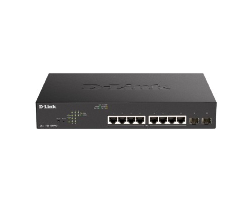 [Сетевое оборудование] D-Link DGS-1100-10MPV2/A3A Настраиваемый L2 коммутатор с 8 портами 10/100/1000Base-T и 2 портами 1000Base-X SFP (8 портов PoE 802.3af/at, PoE-бюджет 130 Вт)
