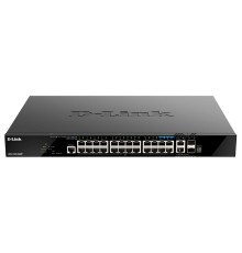 D-Link DGS-1520-28MP/A1A Управляемый L3 стекируемый коммутатор с 20 портами 10/100/1000Base-T, 4 портами 100/1000/2.5GBase-T, 2 портами 10GBase-T и 2 портами 10GBase-X SFP+ (PoE-бюджет 370 Вт)