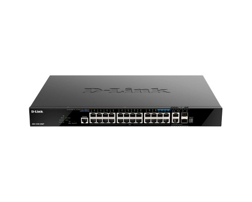 [Сетевое оборудование] D-Link DGS-1520-28MP/A1A Управляемый L3 стекируемый коммутатор с 20 портами 10/100/1000Base-T, 4 портами 100/1000/2.5GBase-T, 2 портами 10GBase-T и 2 портами 10GBase-X SFP+ (PoE-бюджет 370 Вт)