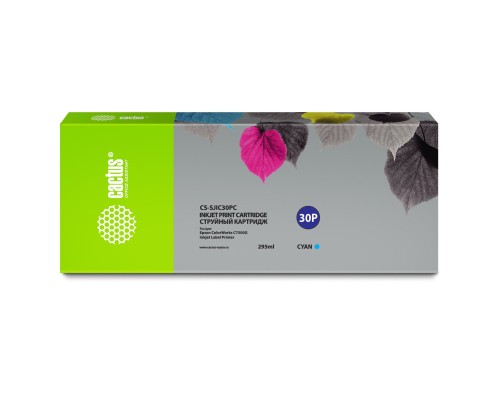 [расходные материалы] Картридж струйный Cactus CS-SJIC30PC голубой (295мл) для Epson ColorWorks TM-C7500G