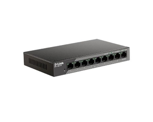 [Сетевое оборудование] D-Link DSS-100E-9P/B1A Неуправляемый коммутатор с 8 портами 10/100Base-TX и 1 портом 10/100/1000Base-T (8 портов PoE 802.3af/at, PoE-бюджет 92 Вт, дальность до 250 м)