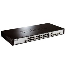 D-Link DES-1228/ME_RFB/A1 Восстановленный в производственных условиях управляемый коммутатор 2 уровня с 24 портами 10/100Base-TX, 2 портами 100/1000Base-X SFP и 2 комбо-портами 100/1000Base-T/SFP.