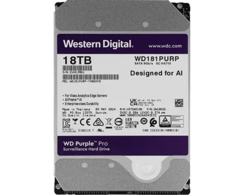 [Жесткий диск] 18TB WD Purple Pro (WD181PURP) {Serial ATA III, 7200- rpm, 512Mb, 3.5