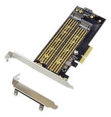 ORIENT C301E, Переходник PCI-Ex4->NGFF (M.2) M-key PCI-E SSD + SATA->NGFF (M.2) B-key SSD, тип 2230/2242/2260/2280/22110, SATA кабель и 2 планки крепления в комплекте (31129)