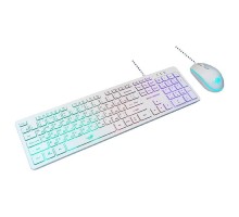Dialog Проводной игровой набор KMGK-1707U WHITE Gan-Kata - клавиатура + опт. мышь с RGB подсветкой