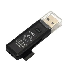 5bites Устройство ч/з карт памяти RE2-100BK USB2.0 Card reader / SD / TF / USB PLUG / BLACK