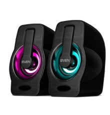 SVEN 255, чёрный, USB, акустическая система 2.0,  мощность 2x3 Вт(RMS), подсветка