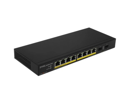 [Сетевое оборудование] ZYXEL GS1100-10HP-EU0102F PoE+ коммутатор  GS1100-10HP, 8xGE PoE+, 2xSFP, настольный, бесшумный, бюджет PoE 130 Вт