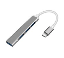 ORIENT CU-323, Type-C USB 3.0 (USB 3.1 Gen1)/USB 2.0 HUB 4 порта: 1xUSB3.0 + 3xUSB2.0, USB штекер тип С, алюминиевый корпус, серебристый (31235)
