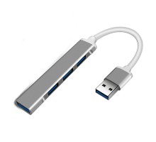 ORIENT CU-322, USB 3.0 (USB 3.1 Gen1)/USB 2.0 HUB 4 порта: 1xUSB3.0+3xUSB2.0, USB штекер тип А, алюминиевый корпус, серебристый (31234)