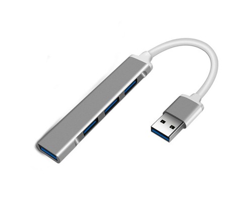 [Контроллер] ORIENT CU-322, USB 3.0 (USB 3.1 Gen1)/USB 2.0 HUB 4 порта: 1xUSB3.0+3xUSB2.0, USB штекер тип А, алюминиевый корпус, серебристый (31234)