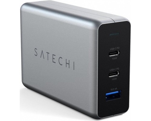 [Опции к ноутбукам] Satechi [ST-TC100GM-EU] Сетевое зарядное устройство Compact GaN Charger 100W Type-C PD - Space Gray (1790369) 