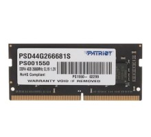 Память SO-DIMM DDR4 4Gb PC21300 2666MHz CL19 PATRIOT 1.2V (PSD44G266681S)