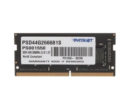 [Модуль памяти] Память SO-DIMM DDR4 4Gb PC21300 2666MHz CL19 PATRIOT 1.2V (PSD44G266681S)
