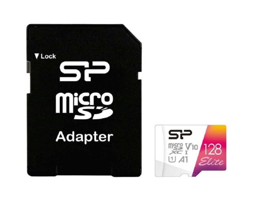 [Карта памяти ] Micro SecureDigital 128Gb Silicon Power (SP128GBSTXBV1V20SP) Elite + adapter Class10