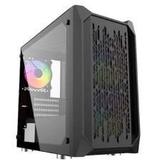 Powercase Alisio Micro X3B, Tempered Glass, 1х 120mm +2x 140mm 5-color fan, чёрный, mATX  (CAMIB-L3)
