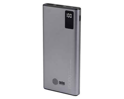 [Аксессуар] Мобильный аккумулятор Cactus CS-PBFSLT-10000 10000mAh 3A 2xUSB серый