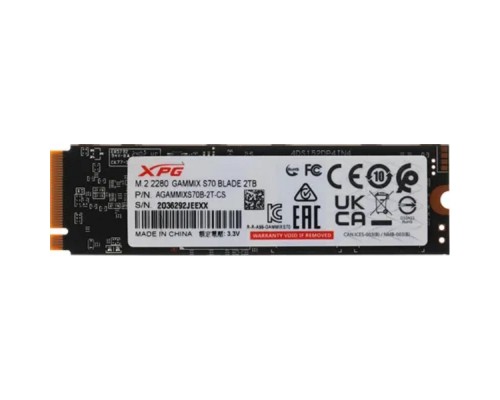[накопитель] A-DATA SSD 2TB GAMMIX S70 Blade, M.2 2280, PCI-E 4x4,3D-NAND TLC AGAMMIXS70B-2T-CS