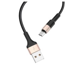 HOCO HC-80213 X26/ USB кабель Micro/ 1m/ 2A/ Нейлон/ Black&Gold