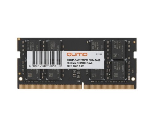 [Модуль памяти] QUMO DDR4 SODIMM 16GB QUM4S-16G3200P22 PC4-25600, 3200MHz OEM/RTL