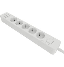 Harper Сетевой фильтр с USB зарядкой UCH-530 White (5 роз.,1,5м.,3 x USB 2.4A (max 3.4A), 4000W) {H00002264}