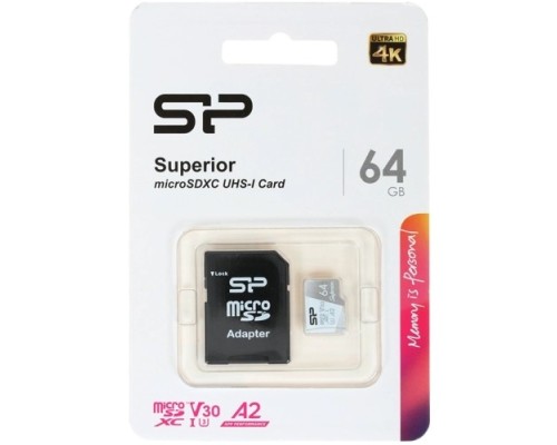 [Карта памяти ] Micro SecureDigital 64GB Silicon Power Class10 SP064GBSTXDA2V20SP Superior + adapter