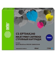 Картридж струйный Cactus CS-EPT04A240 T04A2 голубой (85мл) для Epson WorkForce Pro WF-C8190, WF-C8690